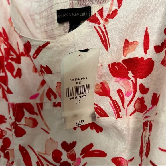 NWT Banana Republic puff sleeve white floral dress - Picture 6 of 14